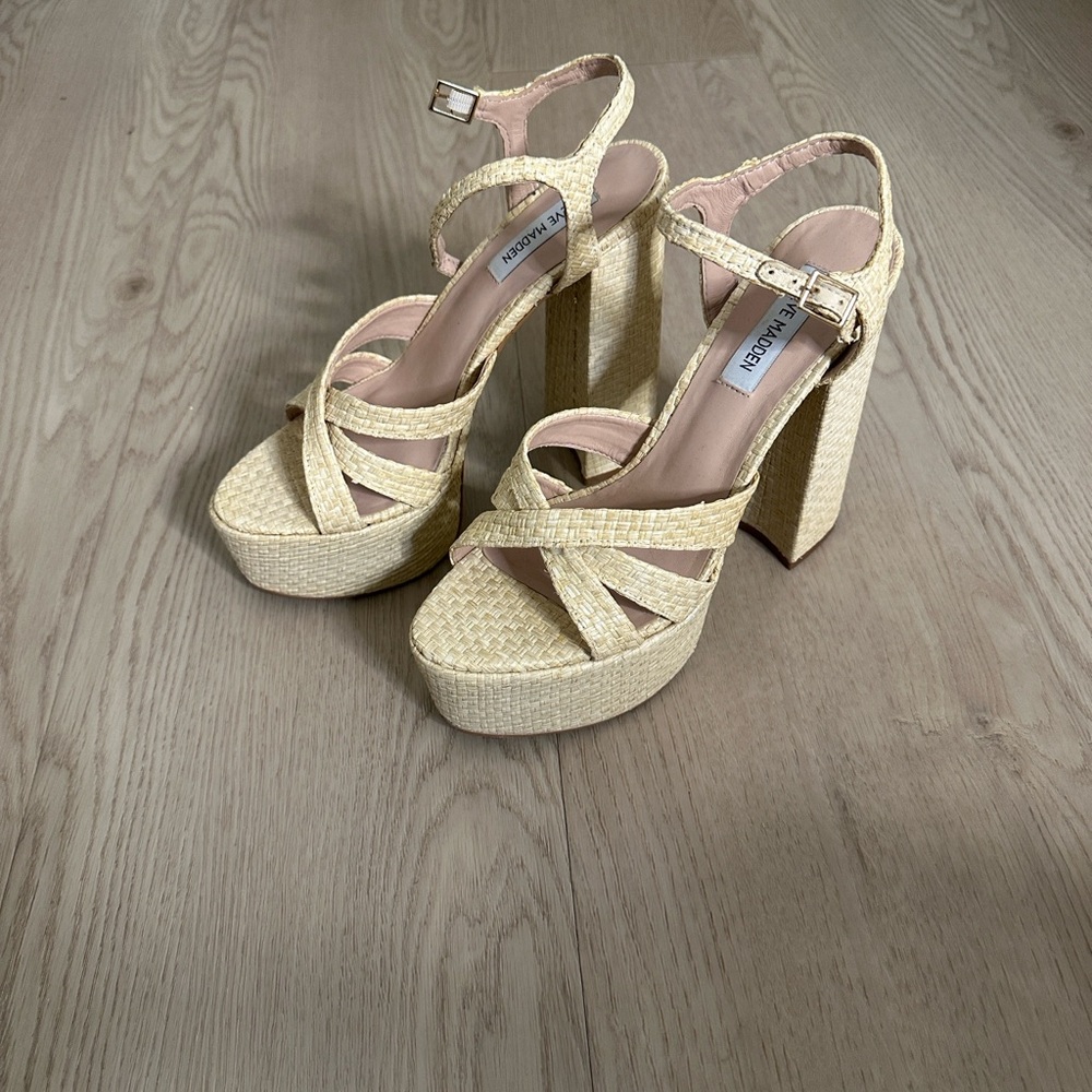 Steve Madden Raffia Platform Heels